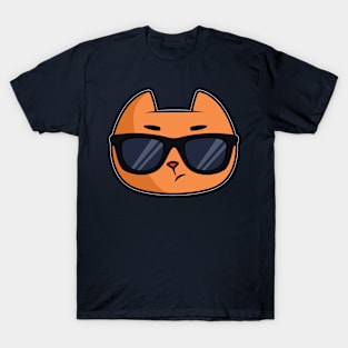 Awesome cat with sunglasses wearing a smile on his face T-Shirt
